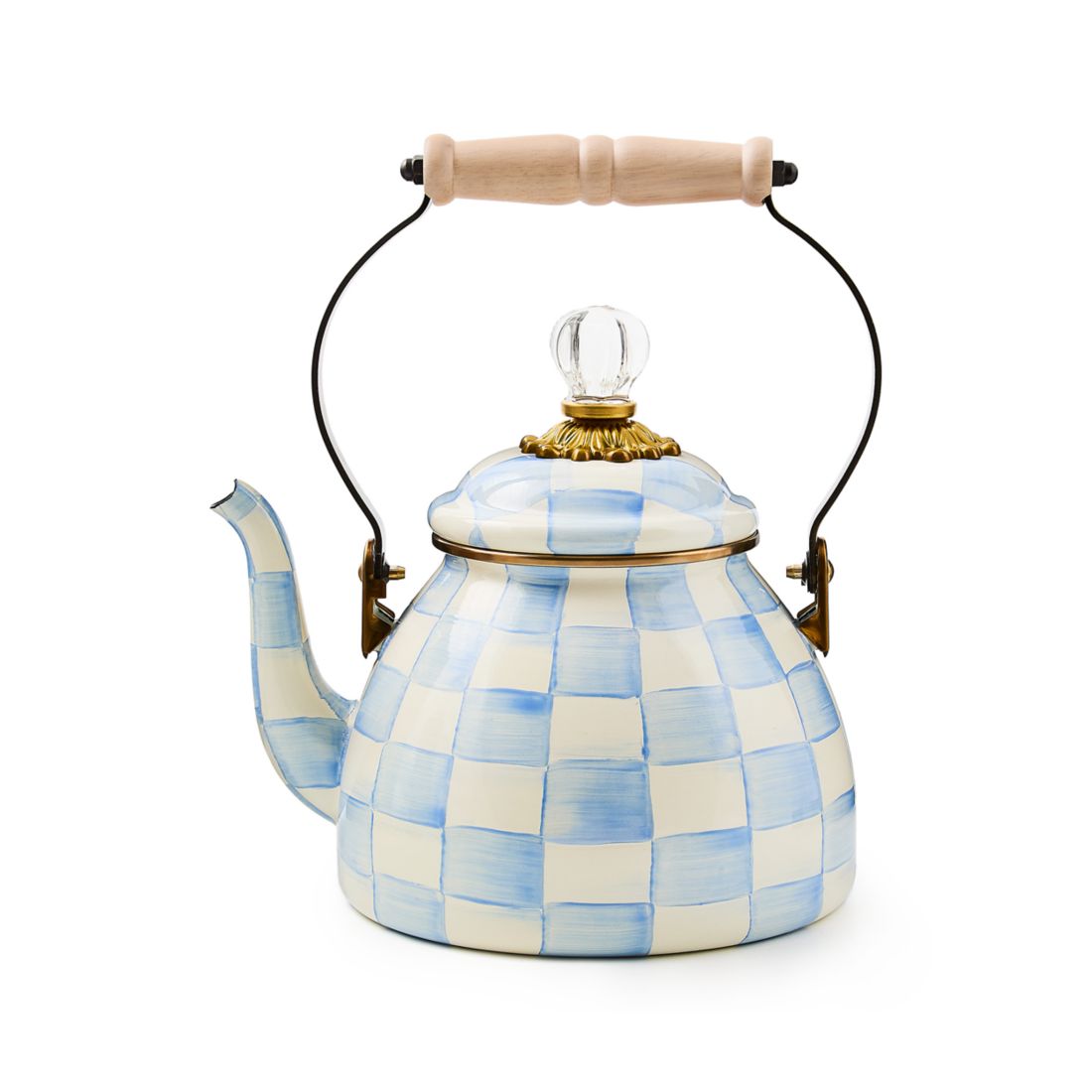 Mackenzie-childs Sky Check 2 Quart Tea Kettle