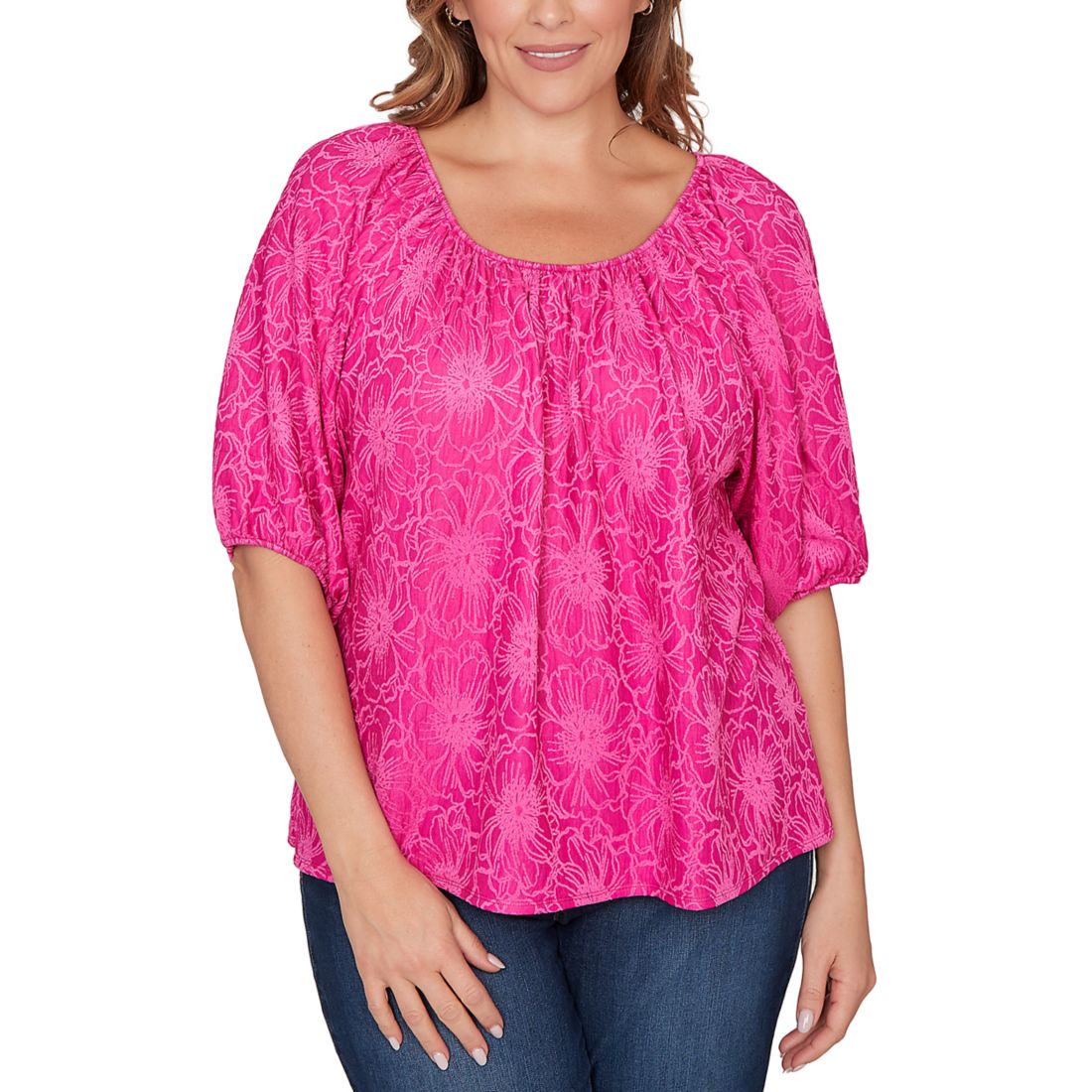 Ruby Rd Women's Plus Size Textured Convertible Knit Top