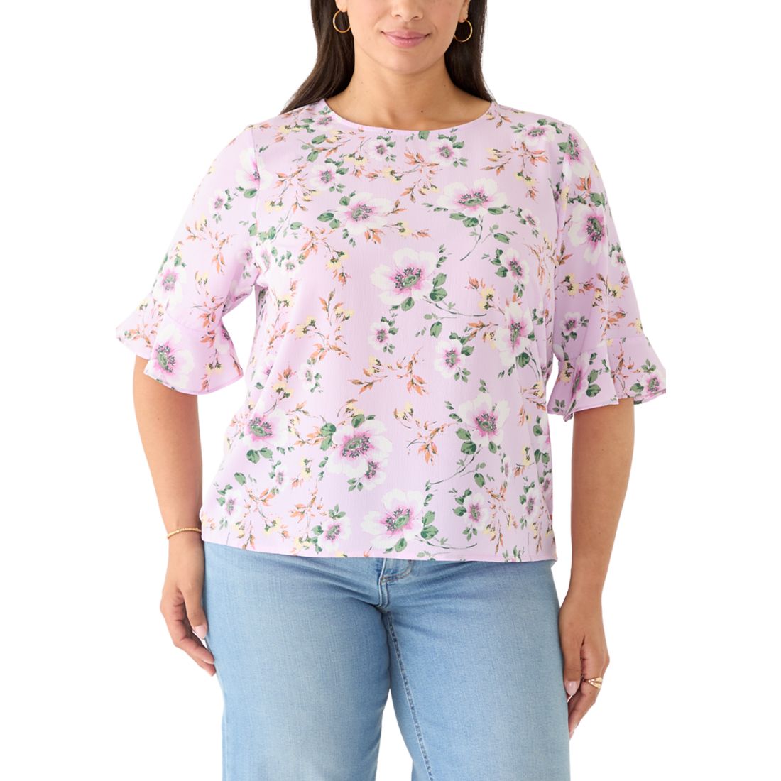 Cece Women's Plus Size Ruffle Cuff Woven Top