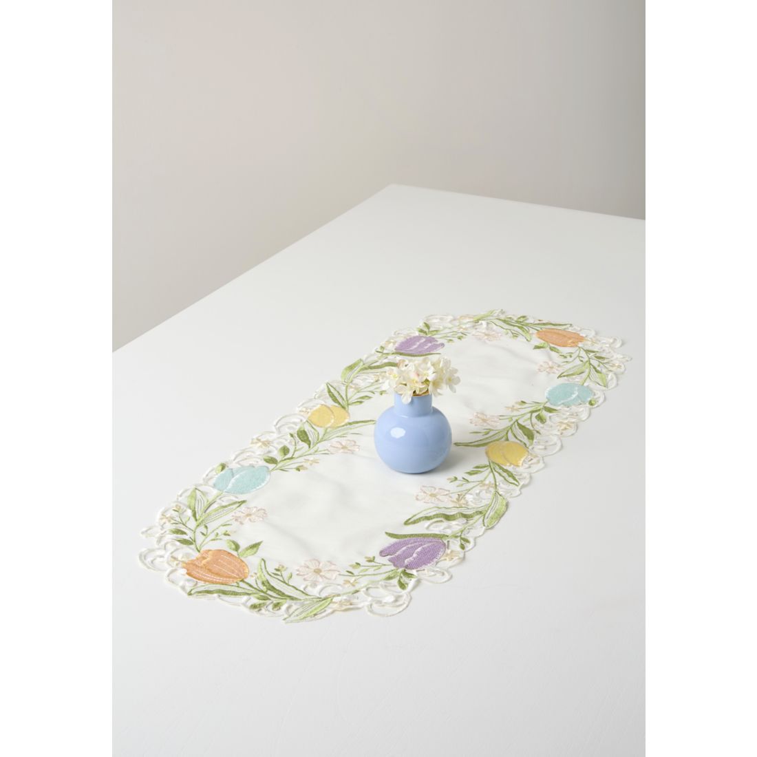 Threadmade Home Tulip Scroll Runner