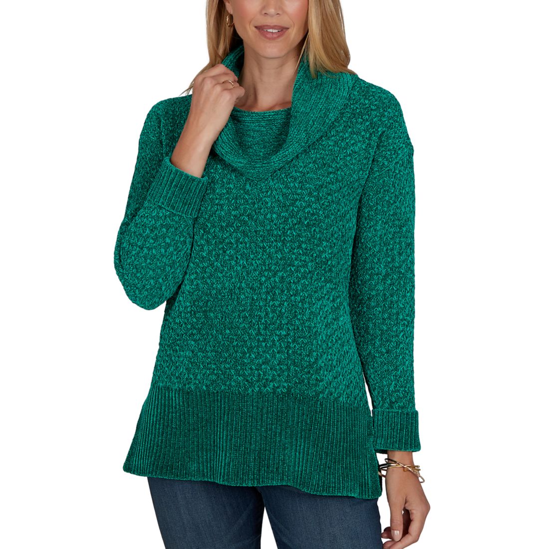 Ruby Rd Women's Cowl Neck Luster Chenille Pullover Sweater