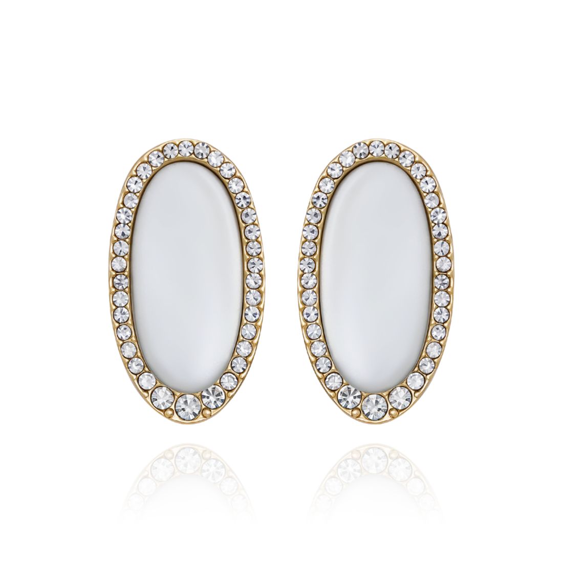 Guess Crystal Pavé White Button Earrings
