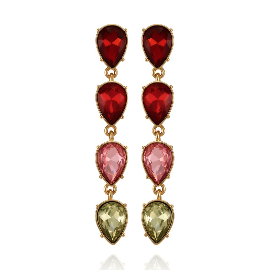 Guess Multicolor Linear Crystal Drop Earrings