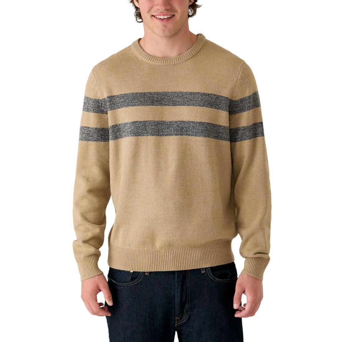Izod Men's Marled Stripe Crew Neck Pullover