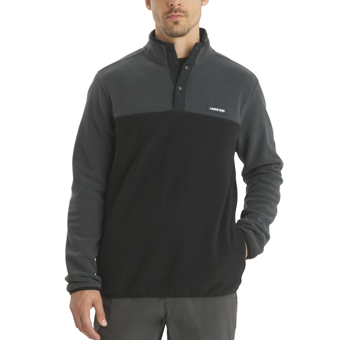 Lands' End Men's Colorblock 1/4 Zip Pullover