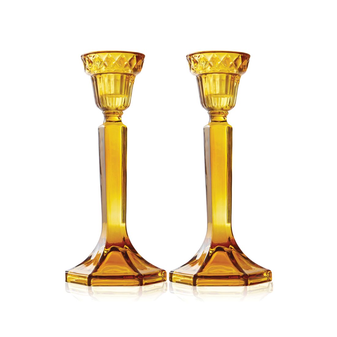 Biltmore Amber Crystal Candlestick Pair