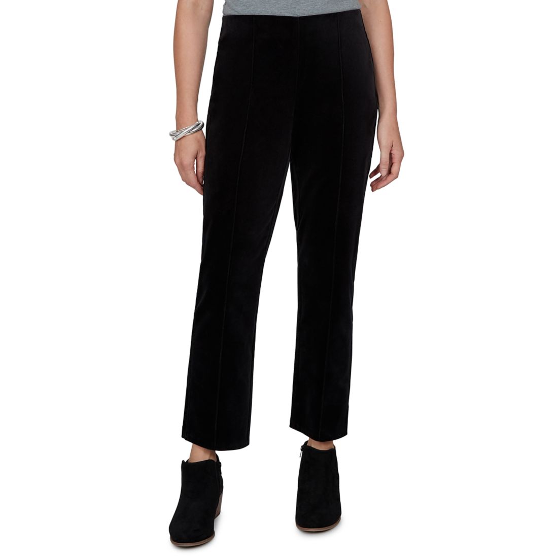 Ruby Rd Women's Stretch Velvet Front-Seam Pull-On Ankle Pant
