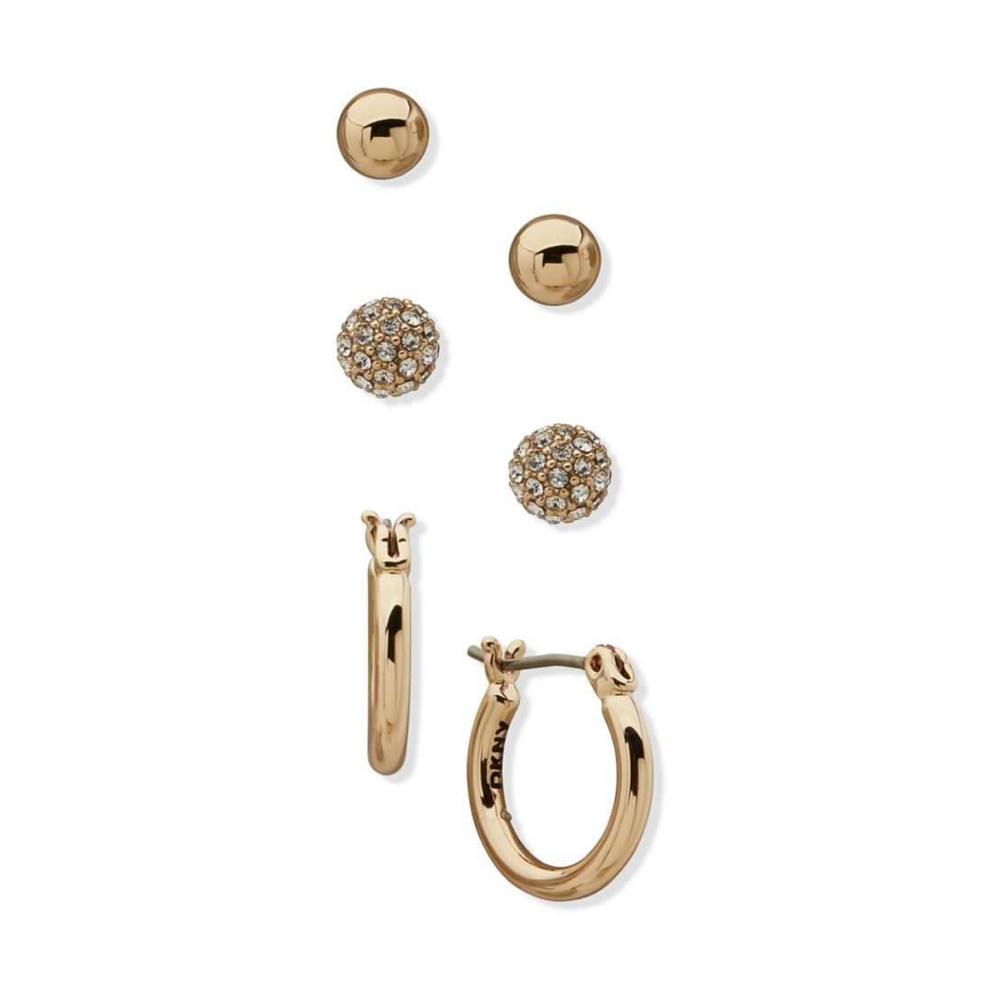 DKNY Pavé Stud Huggie Earring Set