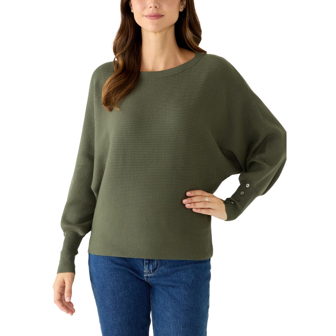 Cupio Women's Long Dolman Button Sleeve Sweater