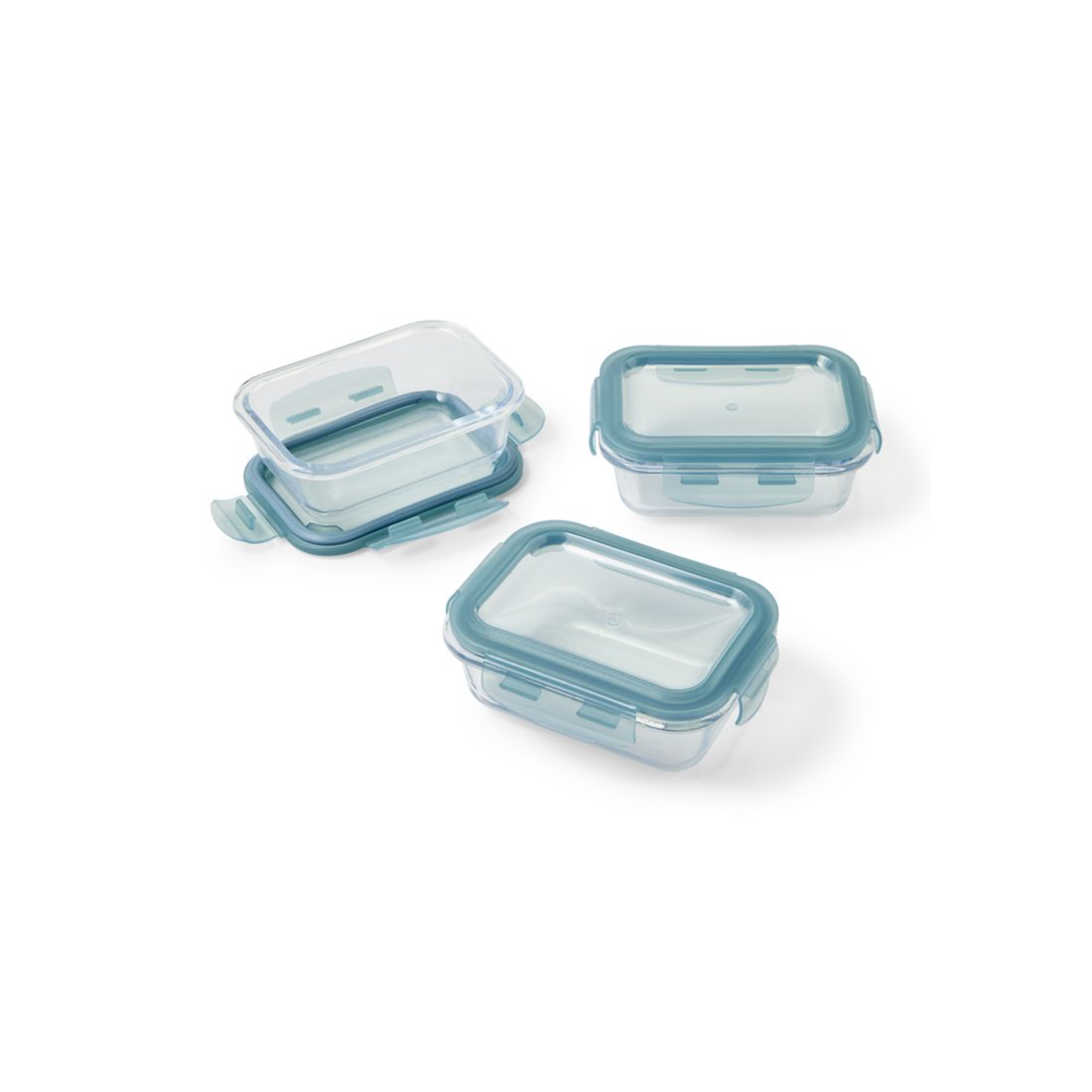 Farberware Set of 3 12.5 oz Rectangular Glass Storage Containers with Silicone Locking Lids