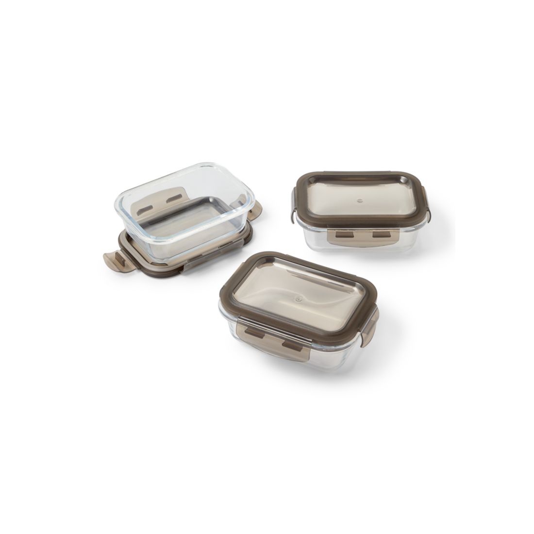 Farberware Set of 3 12.5 oz Rectangular Glass Storage Containers with Silicone Locking Lids