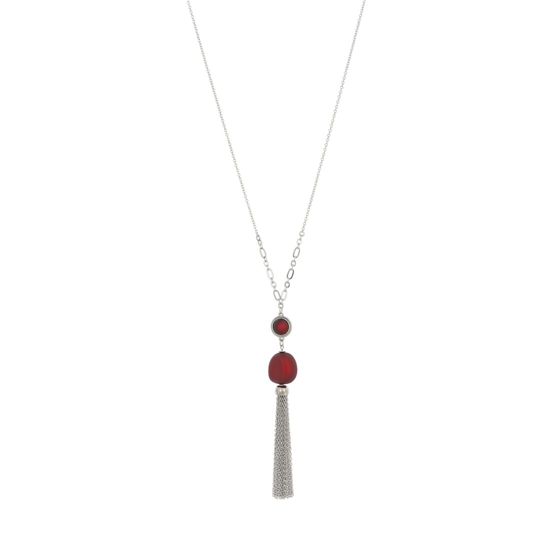 Ruby Rd Red Nugget Bead Tassel Necklace