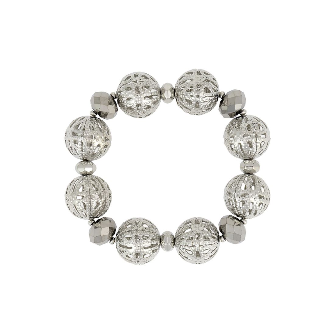 Ruby Rd Textured Cut Out Beaded Stretch Bracelets