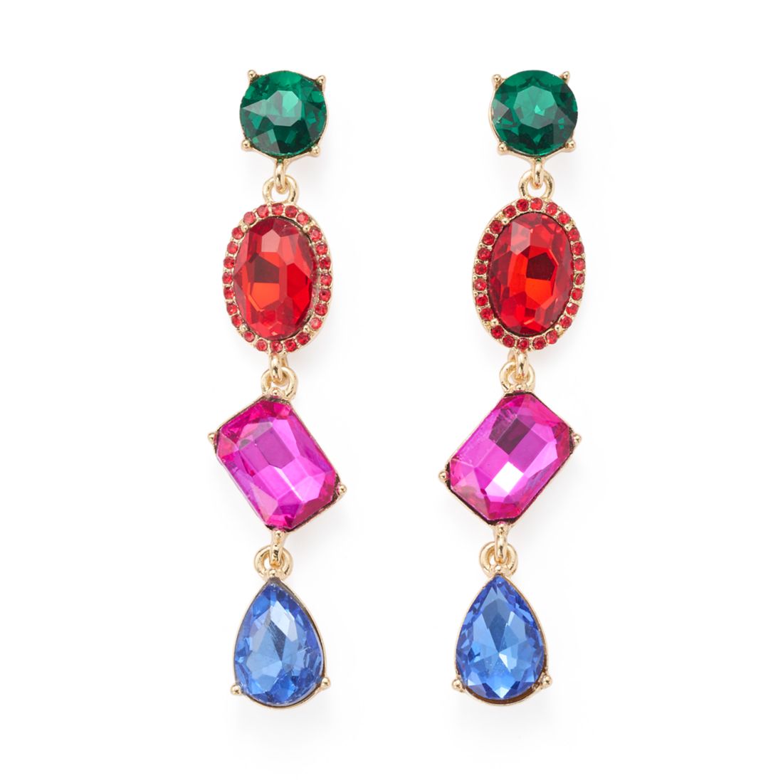 Crown & Ivy Mix Stone Linear Drop Earrings