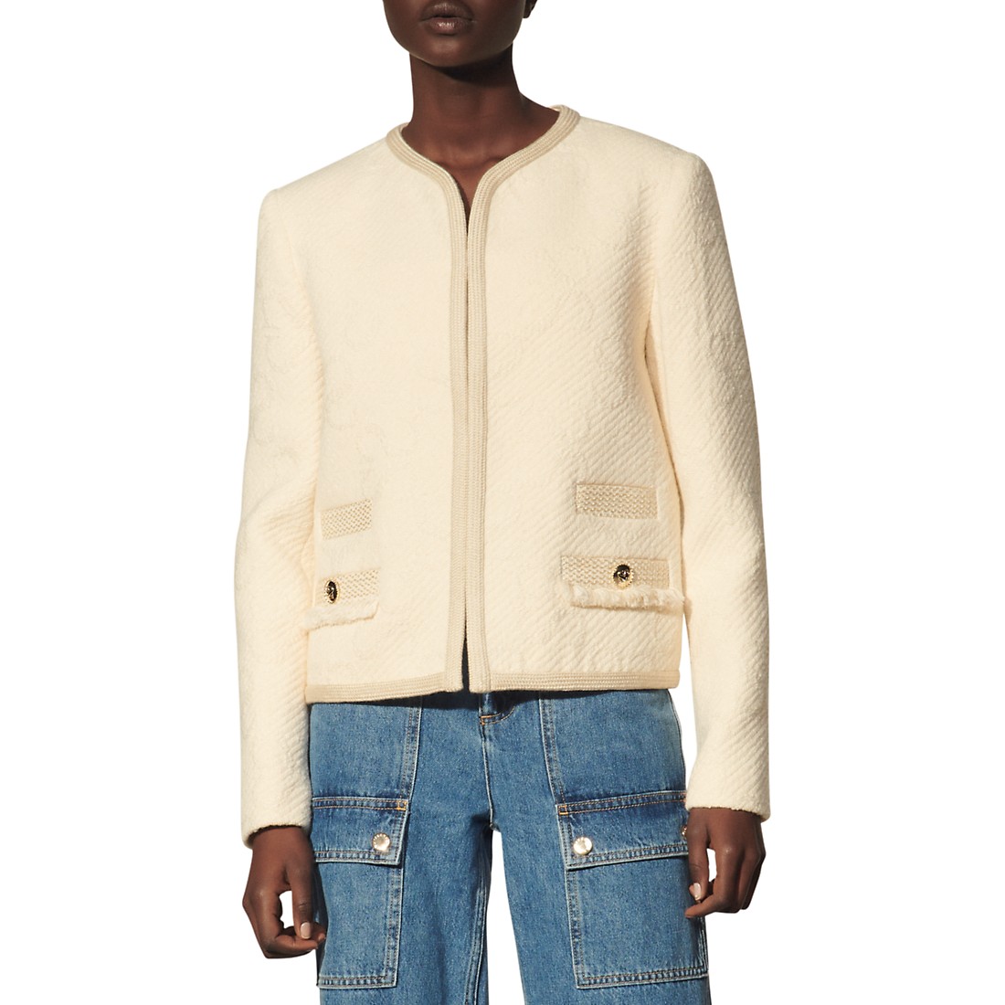 Sandro Sable Double S Tweed Jacket
