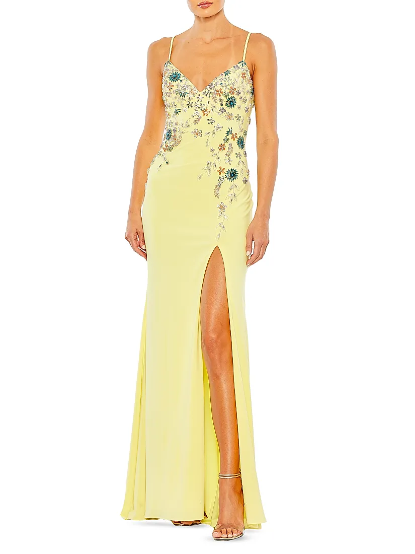 Saks Fifth Avenue Floral Beaded Column Gown available now at Town Center at  Boca Raton