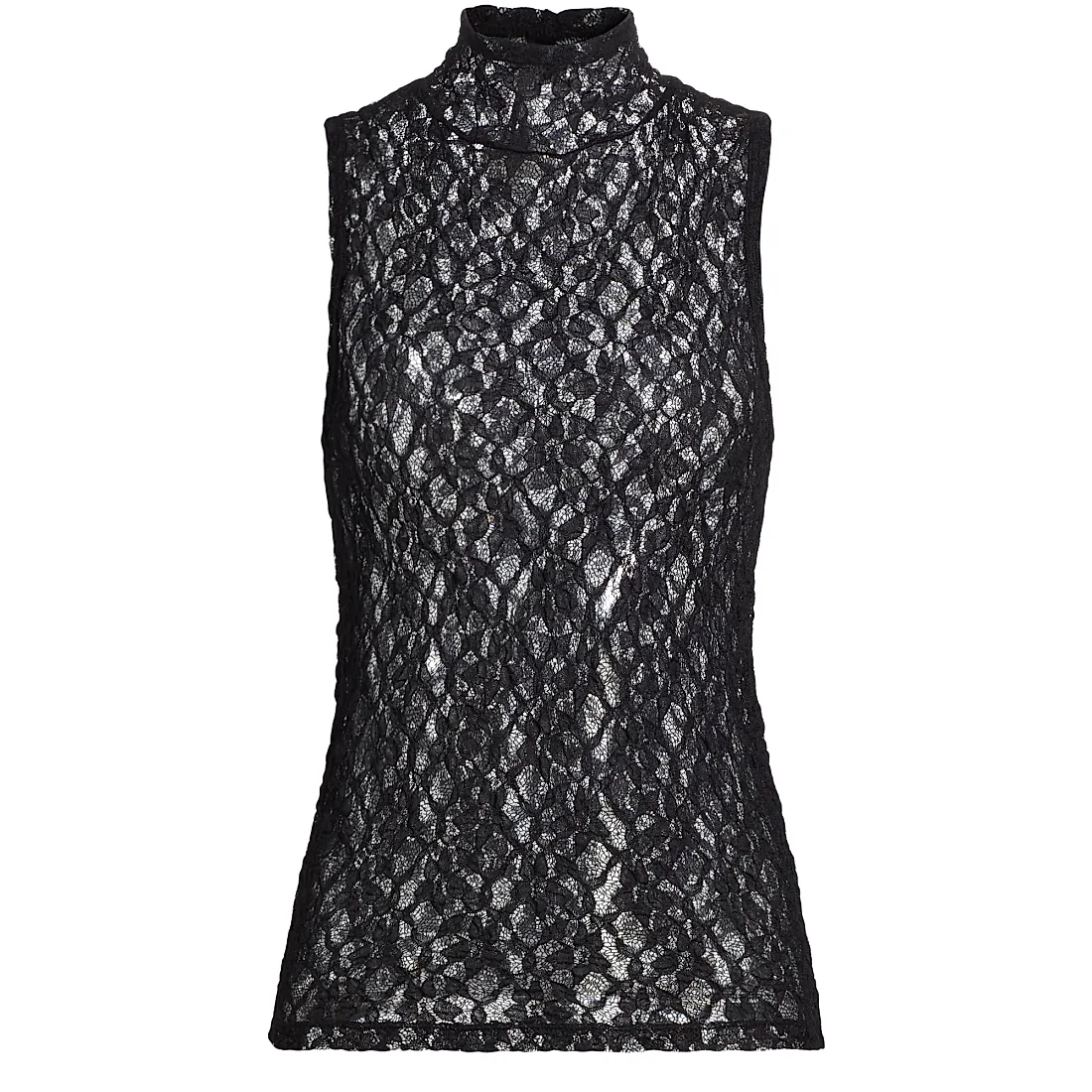 Frame Mesh Mock Turtleneck Top