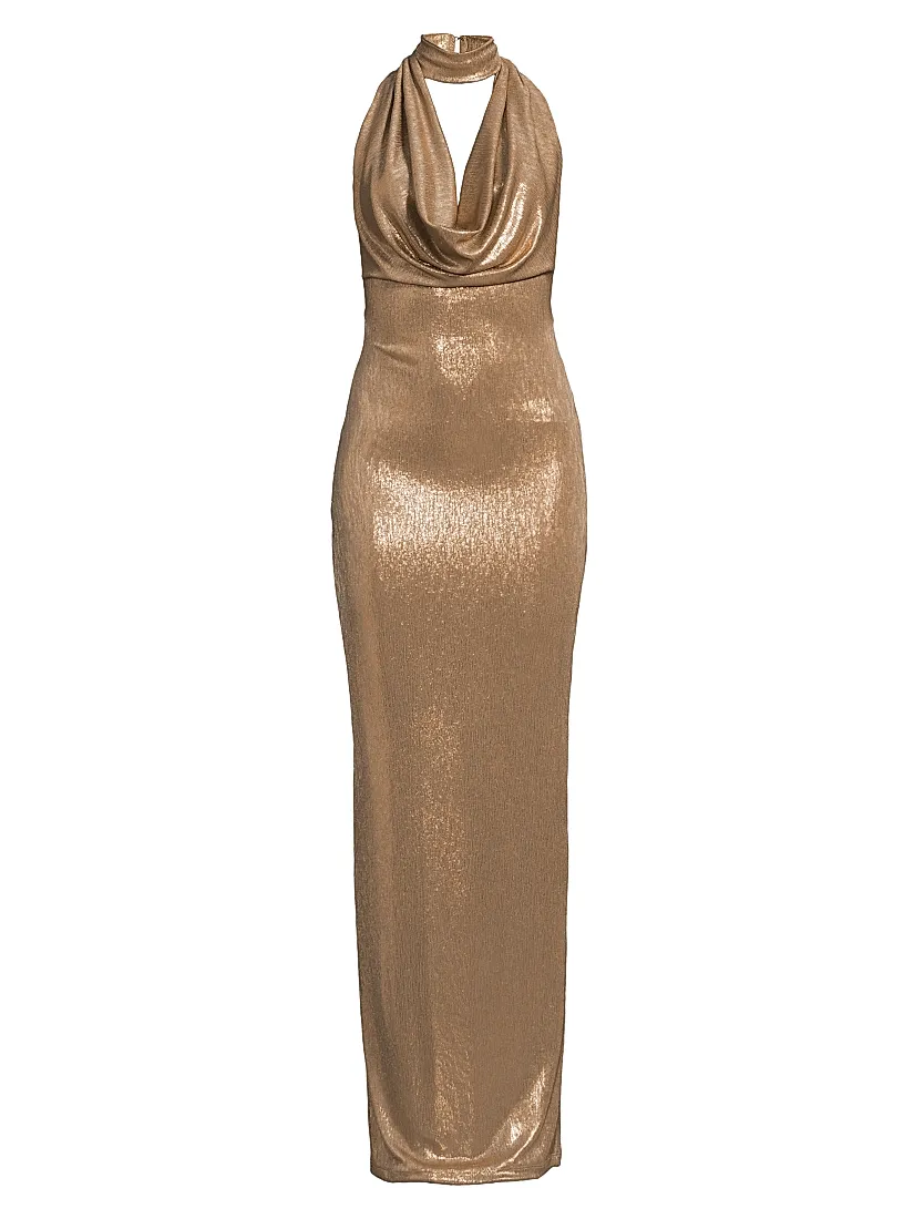 Saks Fifth Avenue Eulalia Metallic Cowlneck Maxi Dress available now at The  Galleria