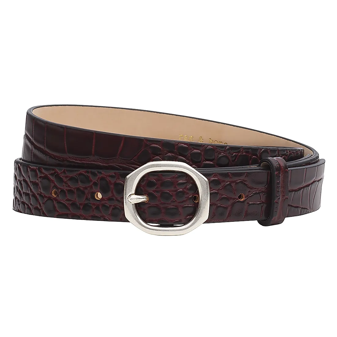 Rag & Bone Audrey Croc-Embossed Leather Belt