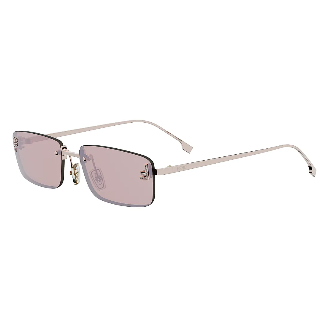 Fendi First Crystal 54MM Metal Rectangular Sunglasses