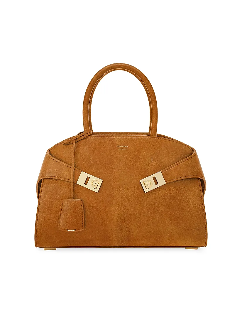 Ferragamo Hug Suede Gancini Buckle Bag