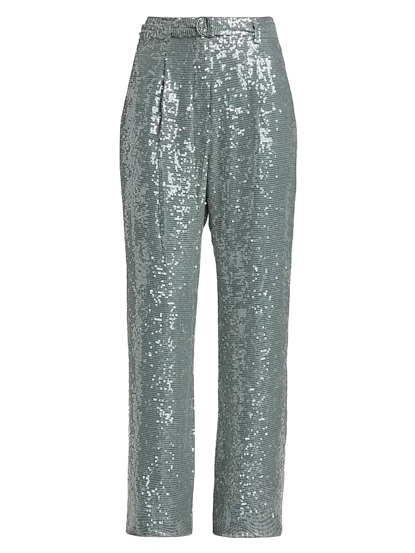 Lapointe Re-Edition Sequined D-Ring Belted Pants