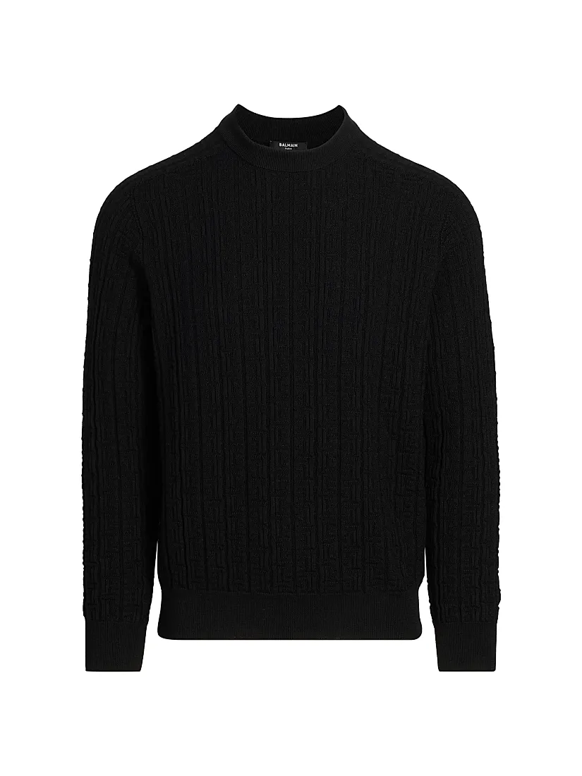 Balmain Monogram Jacquard Wool Sweater
