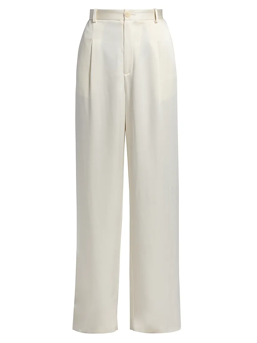 Lapointe Relaxed Pleated Satin Pants