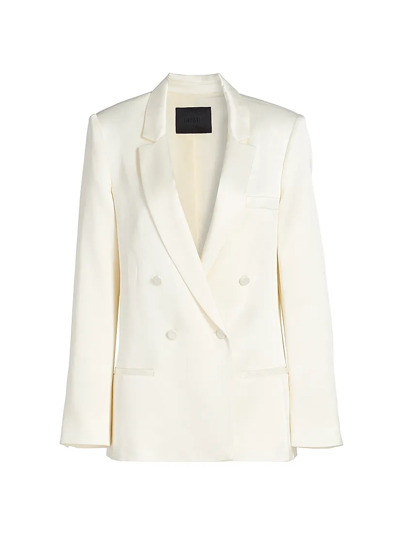 Lapointe Satin Double-Breasted Blazer