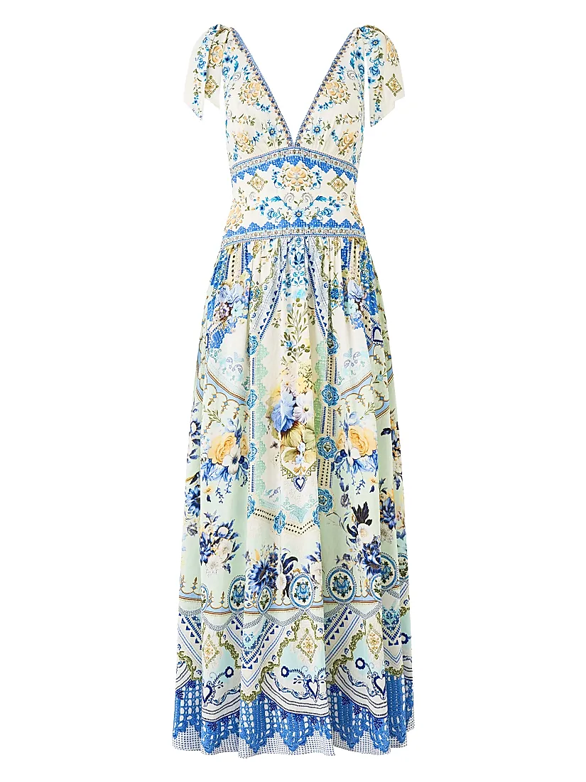 Saks Fifth Avenue Shoulder-Tie Linen-Silk Maxi Dress available now at The Galleria Saks Fifth Avenue Shoulder-Tie Linen-Silk Maxi Dress available now at The Galleria