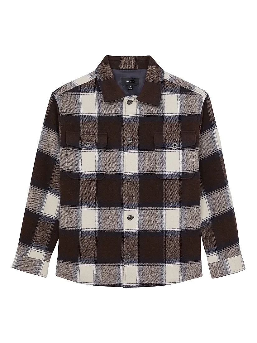 Reiss McFadden Checked Wool-Blend Overshirt