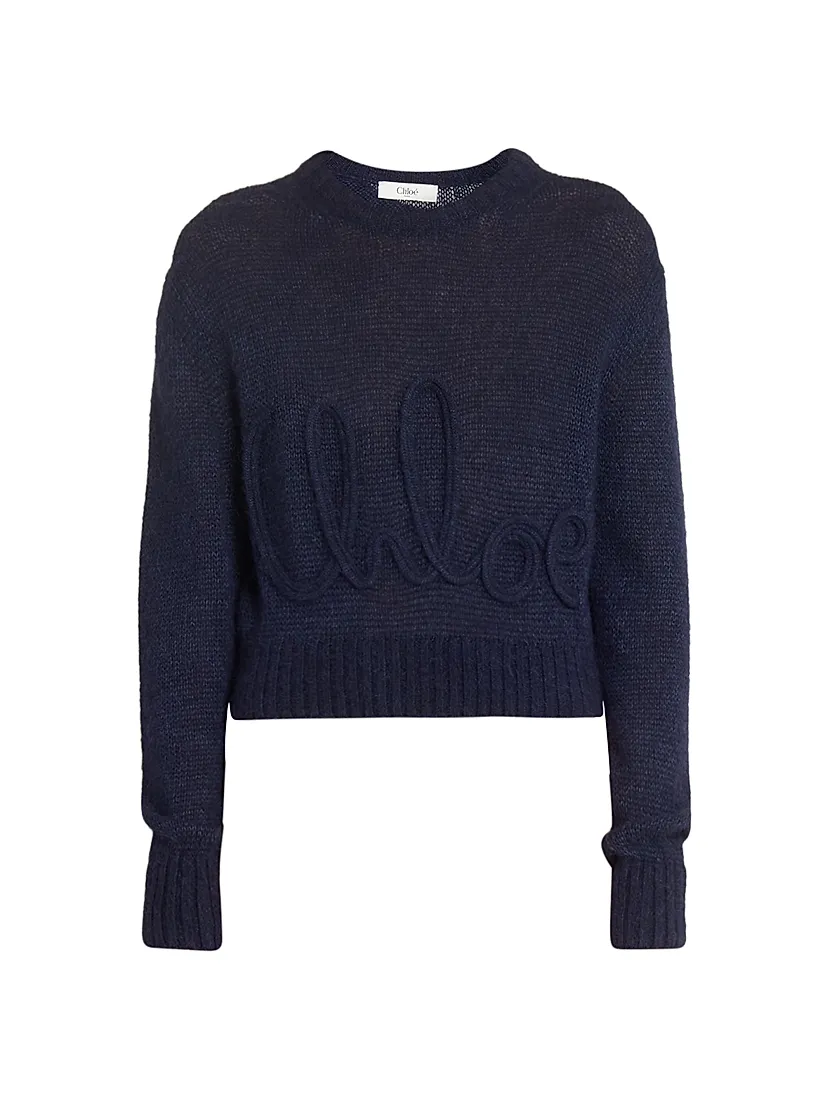Chloé Logo Script Wool & Silk-Blend Knit Sweater