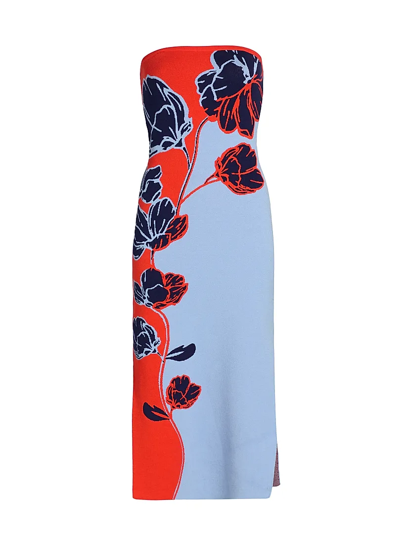 Saks Fifth Avenue Simone Floral Knit Strapless Midi-Dress available now at The Galleria Saks Fifth Avenue Simone Floral Knit Strapless Midi-Dress available now at The Galleria