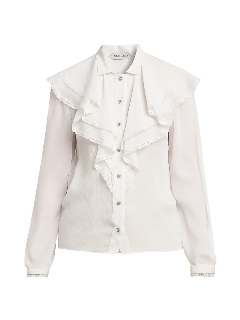 Alberta Ferretti Ruffled Button-Front Blouse