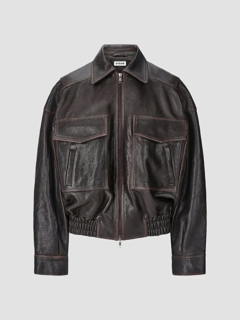 Staud Eugene Zip Leather Jacket