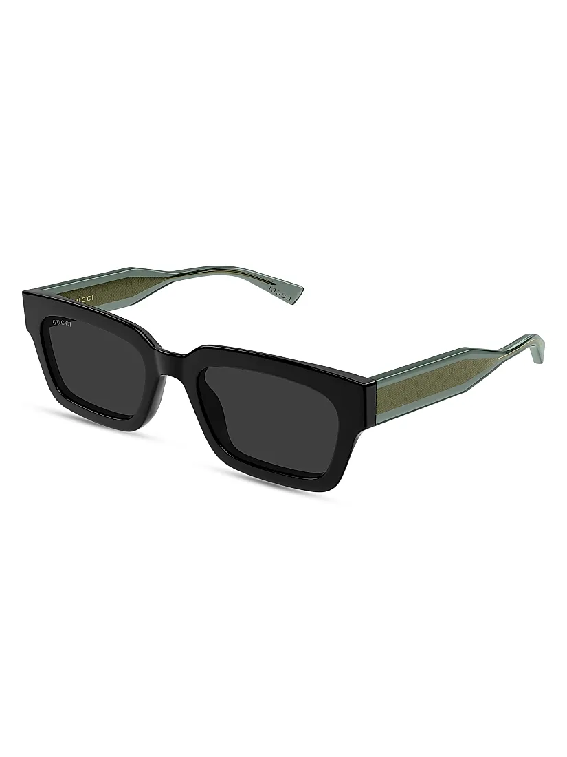 Gucci Monogram Wirecore 53MM Rectangular Sunglasses