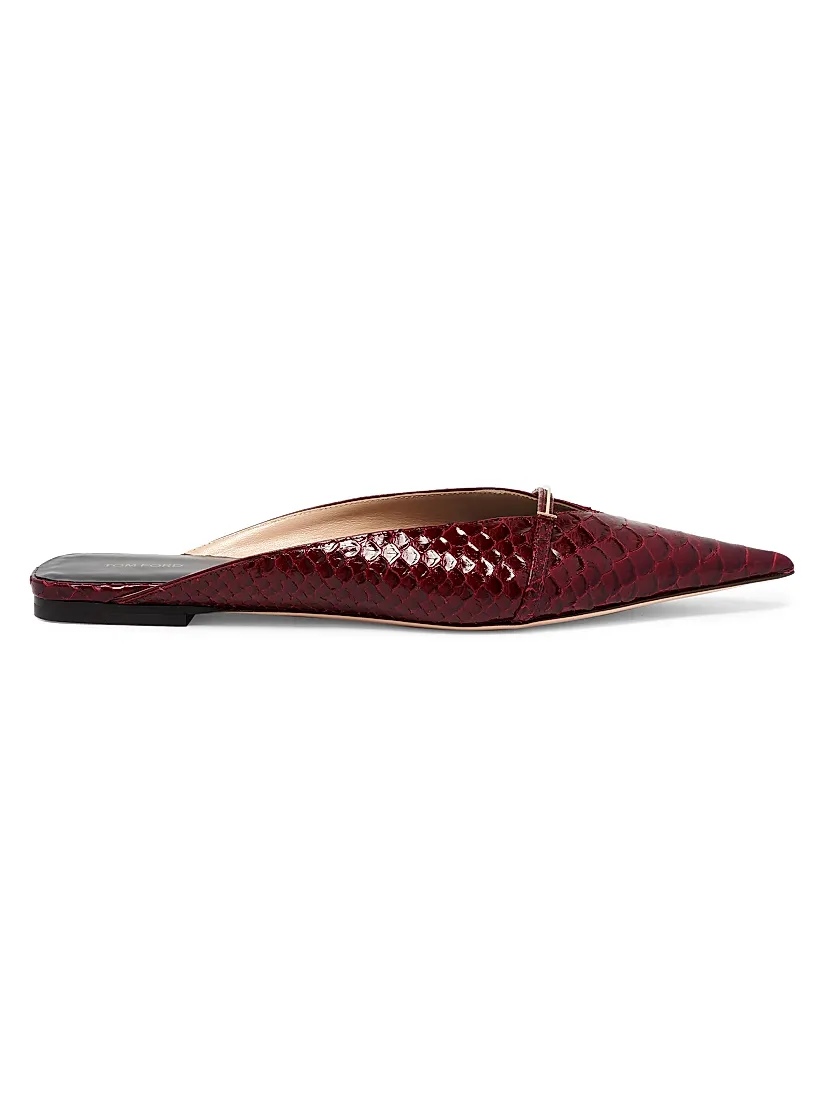 Tom Ford Python-Embossed Leather Mules