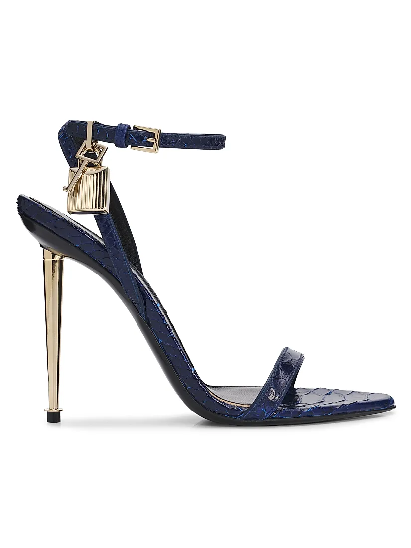Tom Ford Padlock Pointy Naked Python-Embossed Sandals