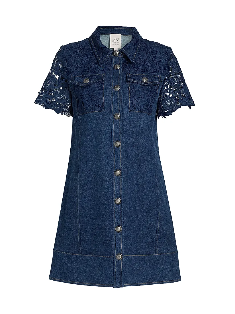 saks denim dress Re/done Western Denim Midi-Dress