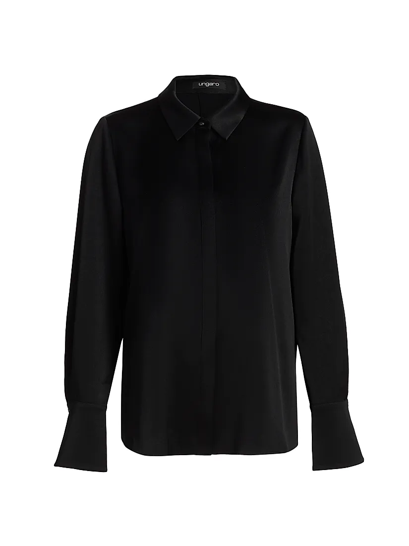 Ungaro Layne Satin Button-Front Blouse