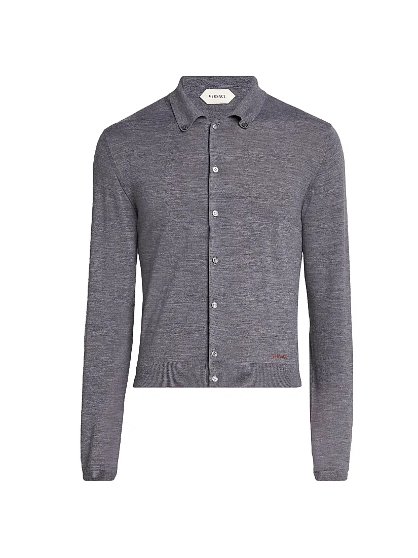 Versace Wool Collared Cardigan