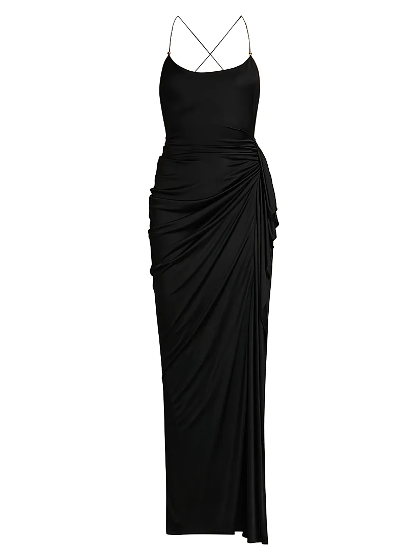 Versace Draped Jersey Column Gown