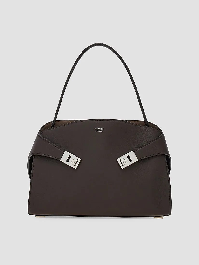 Ferragamo Hug Medium Leather Top Handle Bag