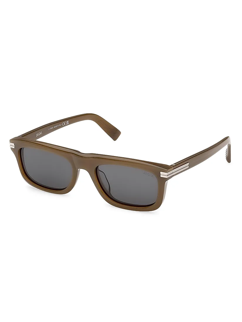 Zegna 55MM Rectangular Sunglasses