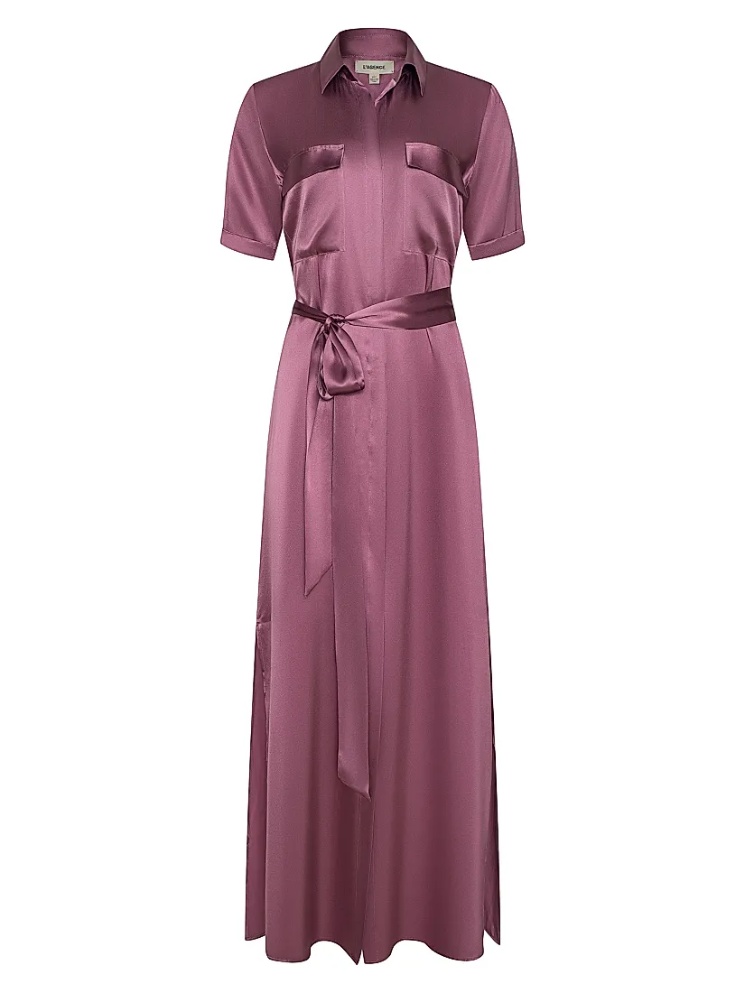 Saks Fifth Avenue Klement Satin Maxi Shirtdress available now at Dadeland Mall Saks Fifth Avenue Klement Satin Maxi Shirtdress available now at Dadeland Mall