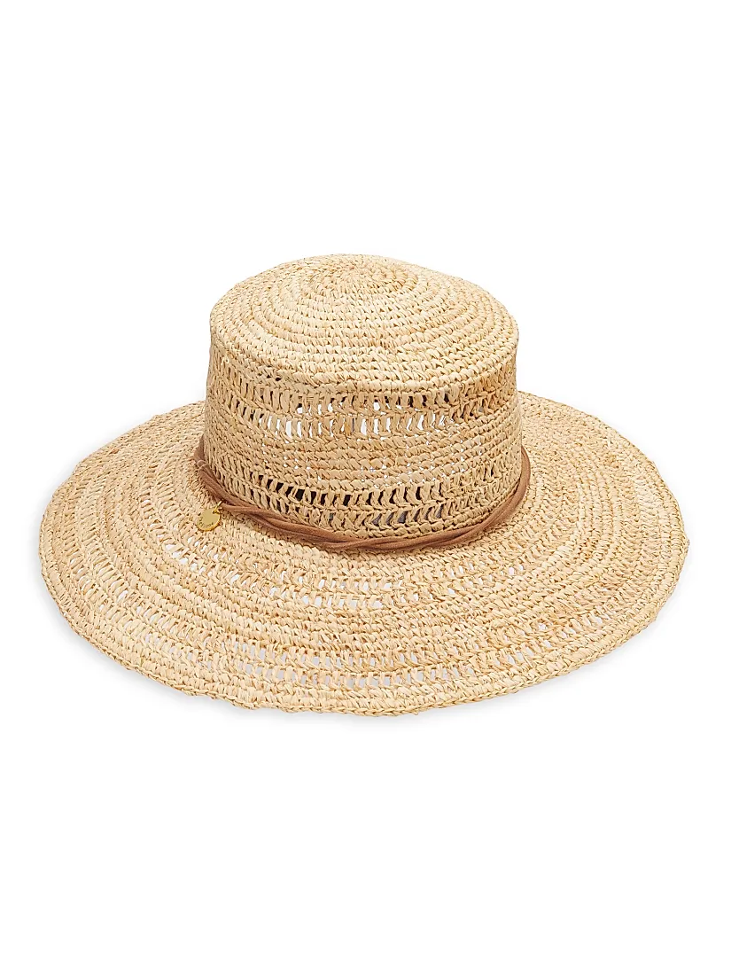Rag & Bone Crocheted Raffia Boater Hat