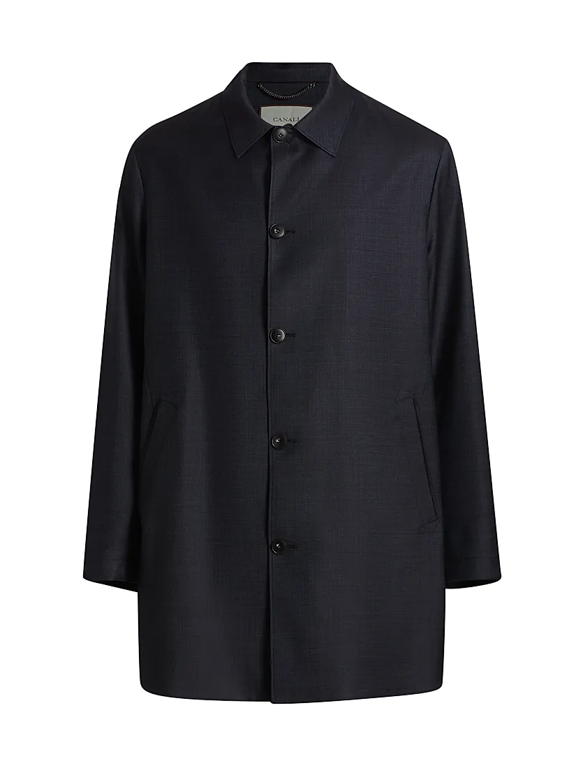Canali Denim-Effect Wool Raincoat