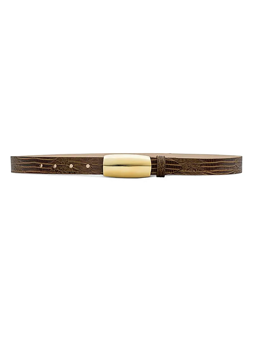 L'agence Marlowe Lizard-Embossed Leather Belt