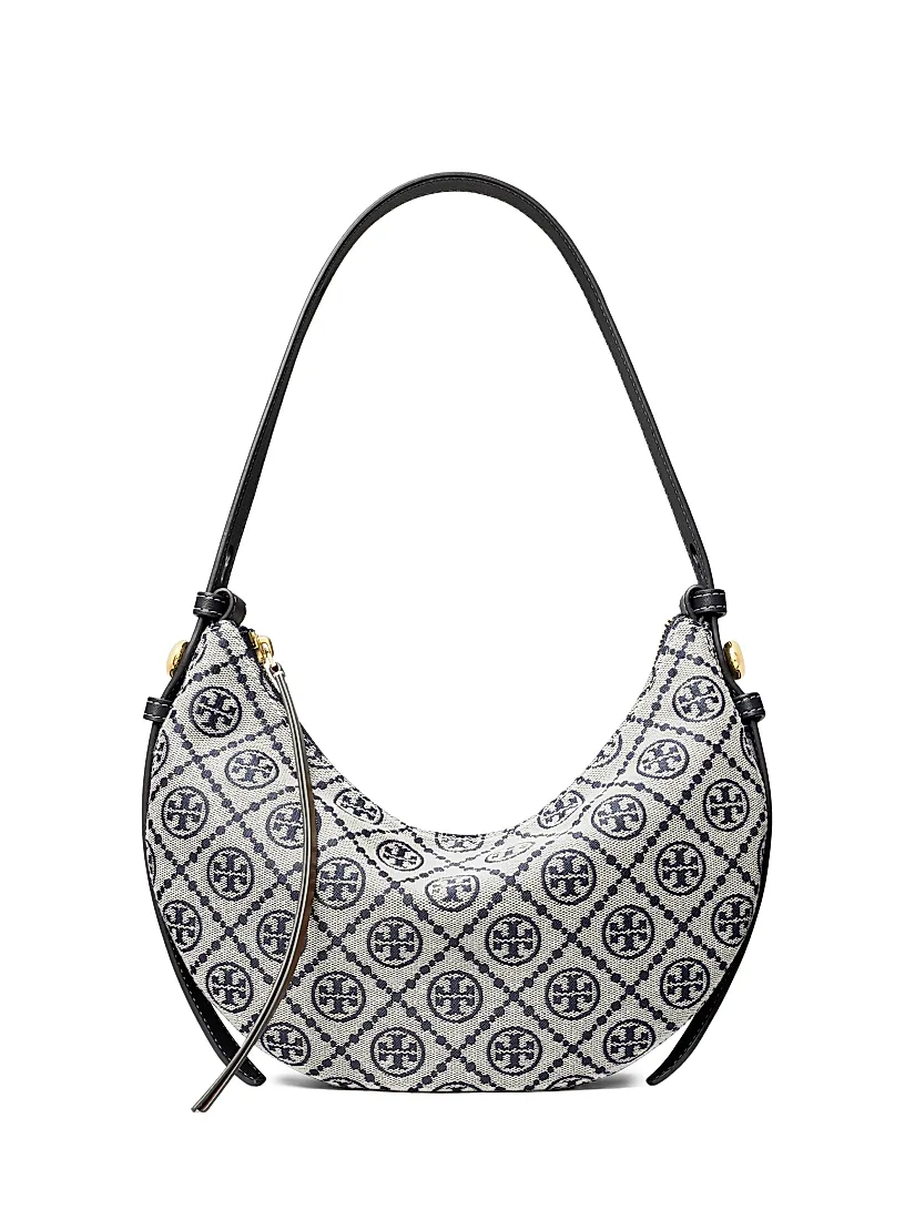 Tory Burch Romy Monogram Half-Moon Shoulder Bag