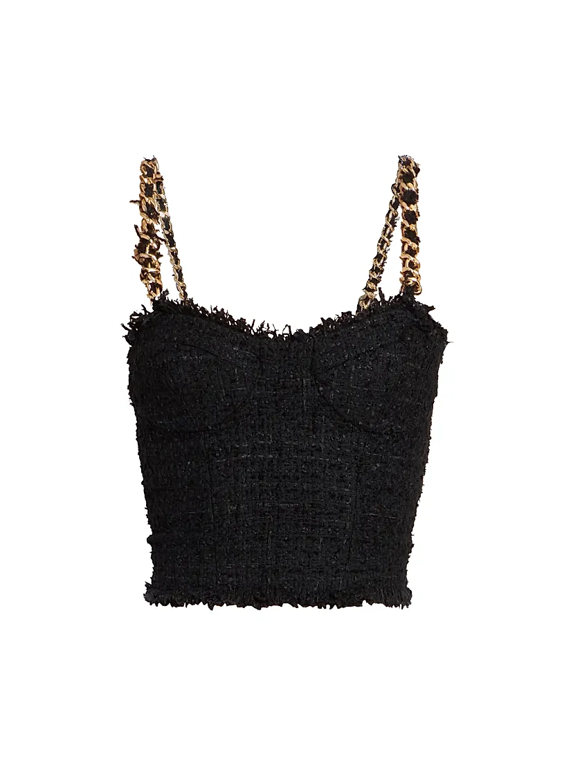 Balmain Tweed Chain Strap Top